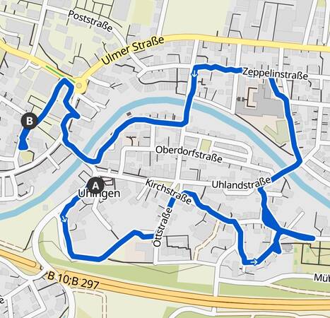Eine Stadtkarte zeigt die Route der Stadtrallye