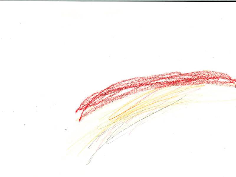 Ein Kind hat Striche gemalt.